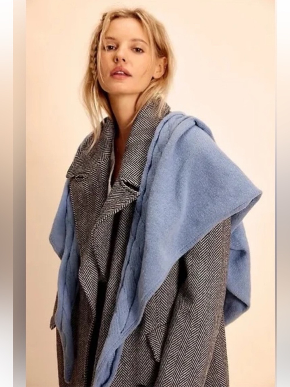 Free People Coastline Cable Knit Scarf Heritage Blue O/S
